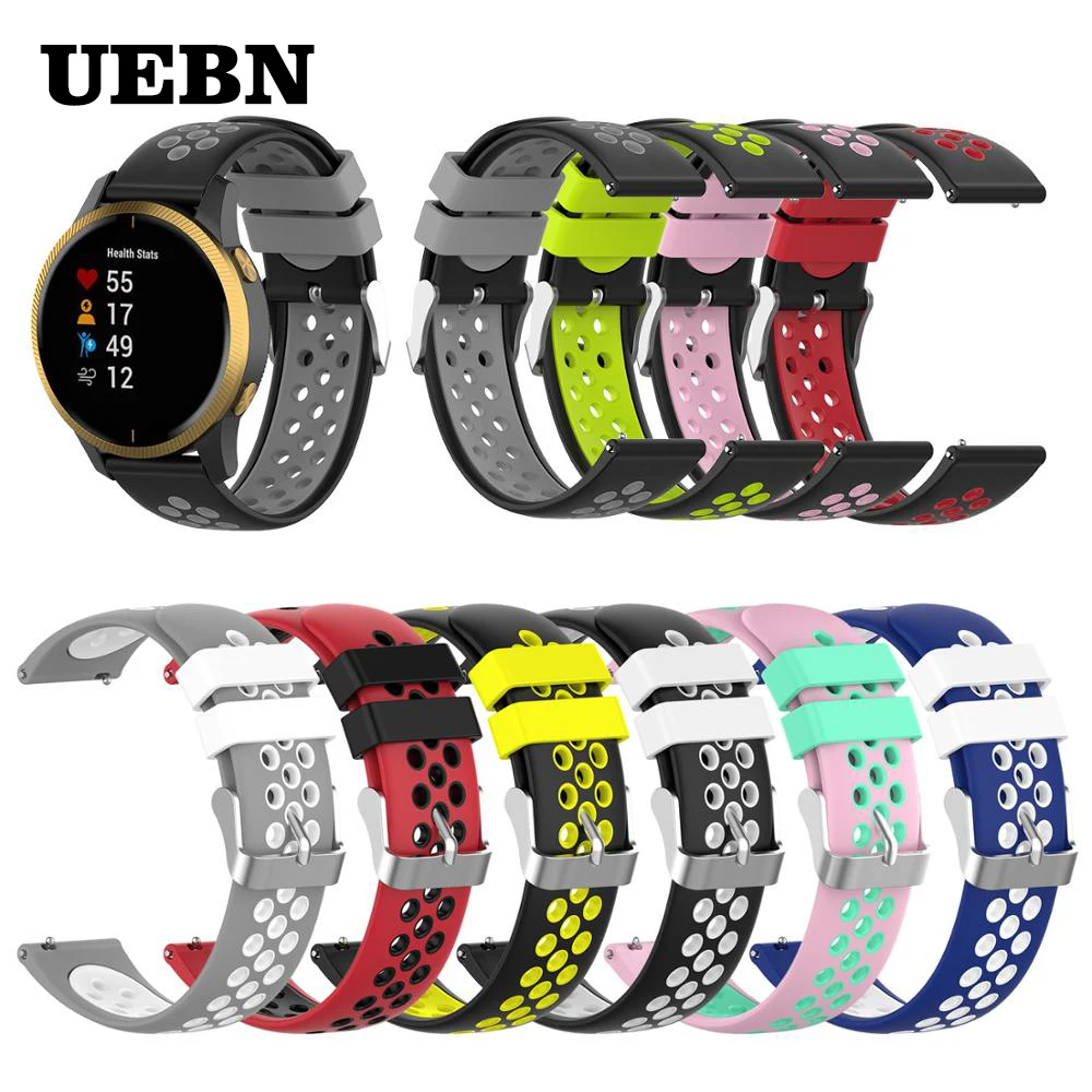 UEBN силиконовые 18 мм/20 мм/22 мм Замена дышащая повязка для Garmin Вену и активных S шаг 3