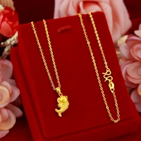 necklace for women bridal sets yellow gold color fine jewelry korean lucky fish pendant chain necklaces choker anniversary gifts