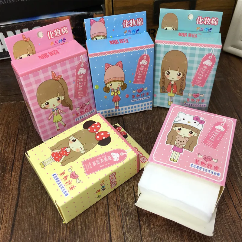50pcs / Box Beautiful Girls Makeup Cleaning Cotton Makeup Remover Cleaner Makeup Remover Wipes Cosmetic Tool Soft Cotton Pads