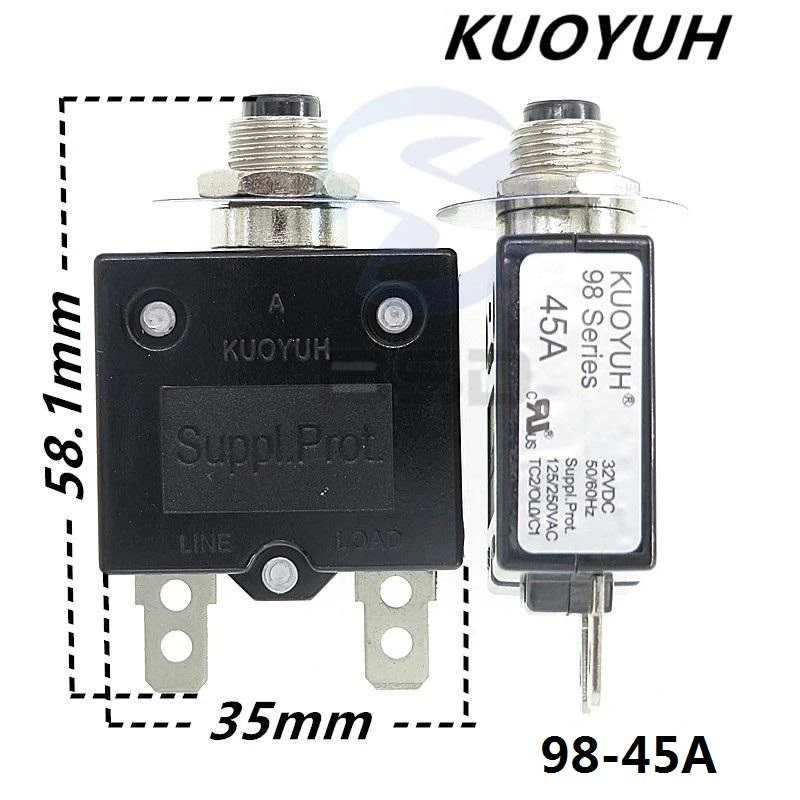 

3Pcs Taiwan KUOYUH 98 Series 45A Overcurrent Protector Overload Switch