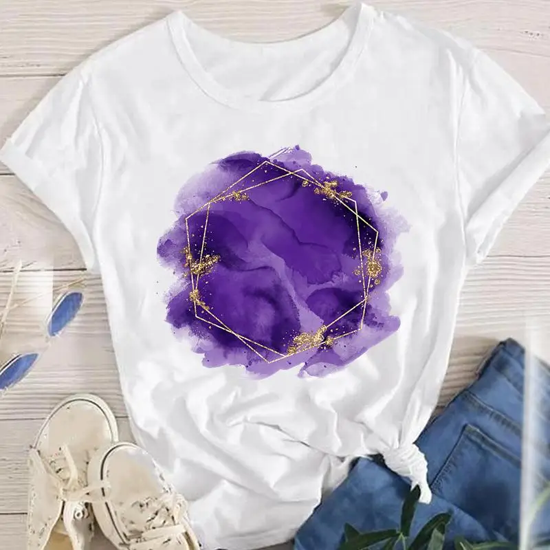 

Женские Модные акварельные новые милые футболки в стиле 90-х, женская одежда с мультяшным принтом, топы, графическая футболка, футболка с кор...