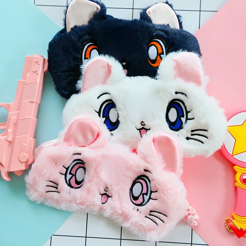 Симпатичная плюшевая маска кошачий глаз аниме глянцевые очки для сна мультяшная