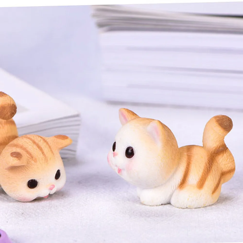 

1pcs Cute Cartoon Naughty Kitten Pet Cat Miniature Craft Home Garden Decor Micro Landscape Figuries Kids Gifts