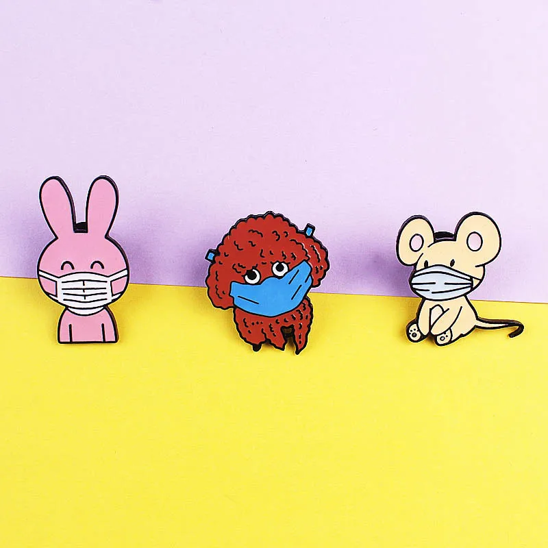 Мультфильм маски животных из цинкового сплава Цинковый Сплав Брошь Мода милый