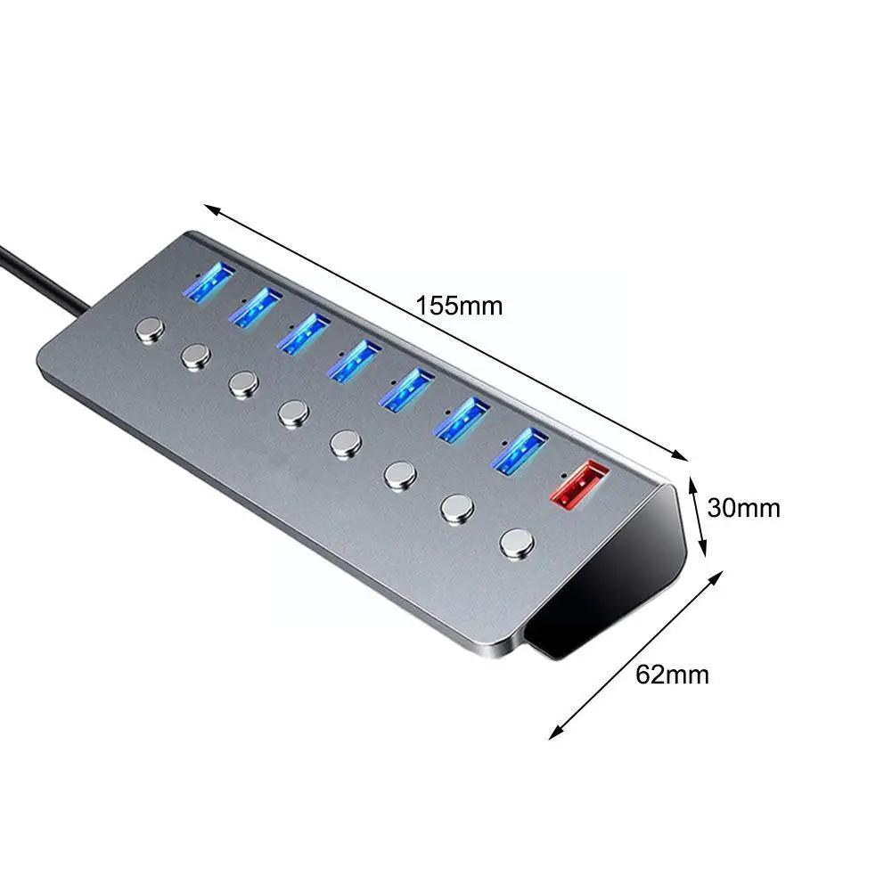 

1PC Computer USB Hub 7 Ports Splitter USB 3.0 Extension On/off Adapter With Switches Charging Independent K8F0