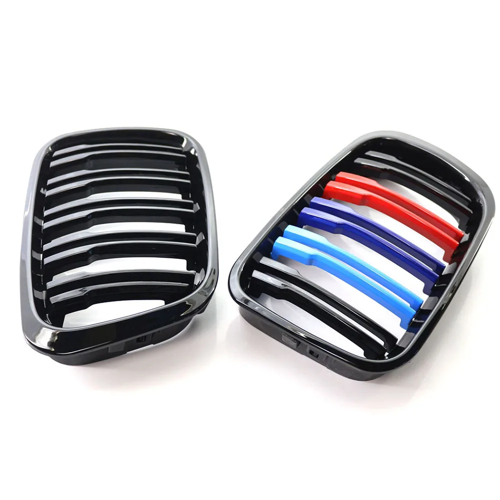 

Dual Line M Color Gloss Black Kidney Grill Double Slat Front Kidney Grille Grill for BMW E46 4-Door 1998-2001 1 Pair