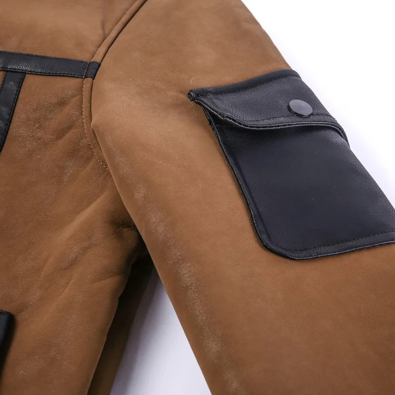 

EU Size Mens Leather Jackets and Coats High Quality Suede Leather Jacket Men Winter Fleece Motorcycle Jacket Male Bomber Coat
