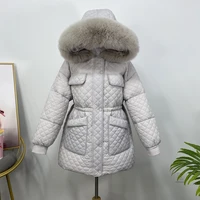ailegogo winter women large real fur collar loose long down jacket 90 white duck down snow coat thick warm streetwear outwear