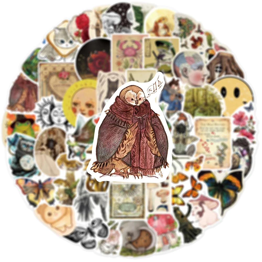 103050pcs cute retro art animal plant graffiti stickers aesthetic laptop phone fridge bike car cartoon decals sticker for kids free global shipping
