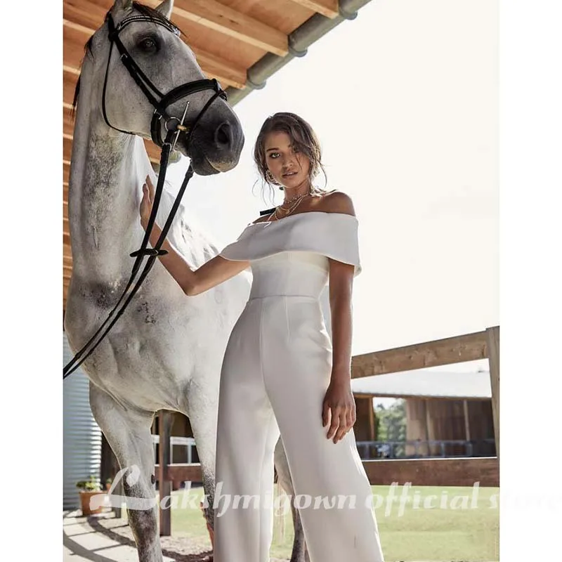 2020 простой сатин свадебное платье es комбинезоны с открытыми плечами