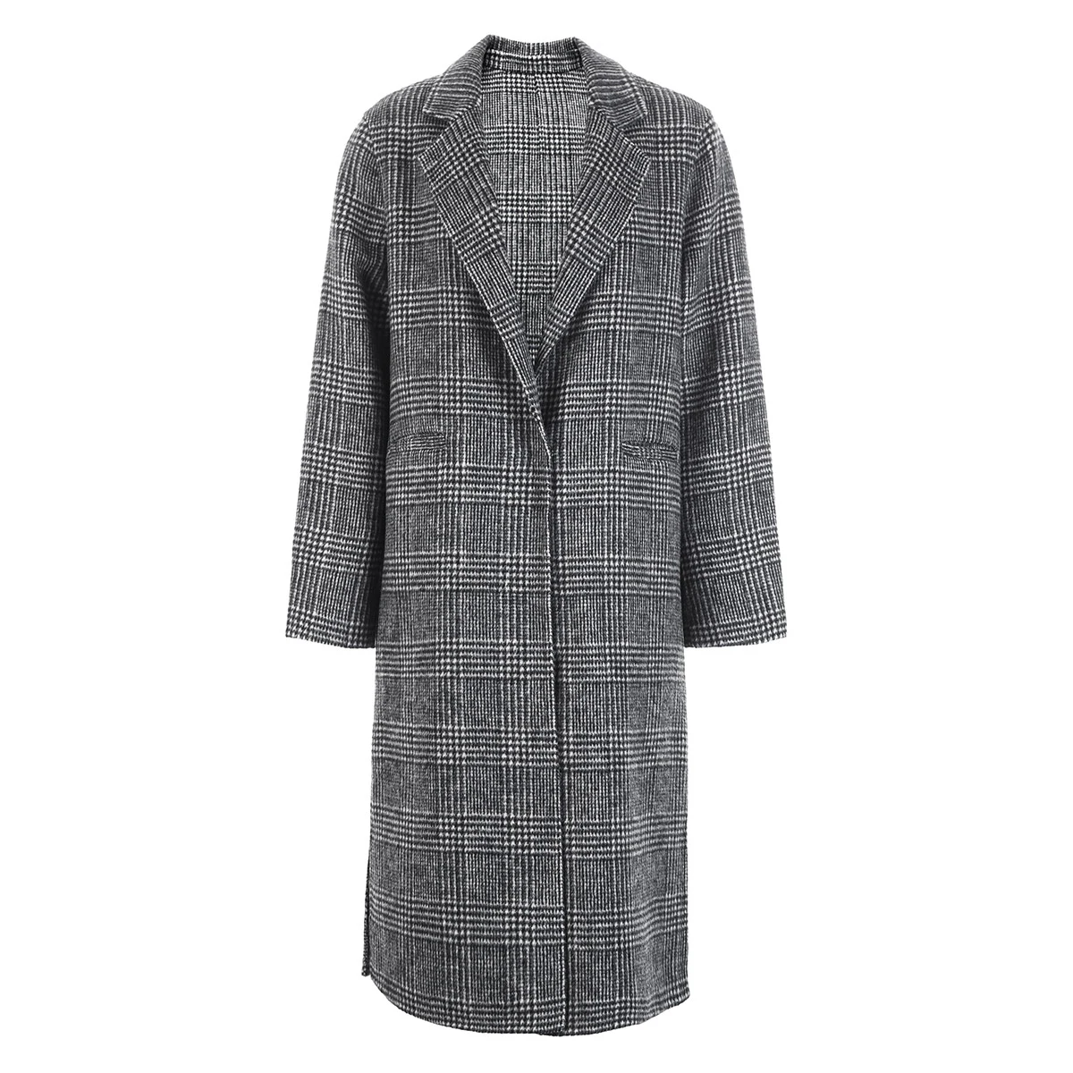 Vero Moda осень зима шерсть плед длинное пальто воротник с отворотами куртка | 318327526