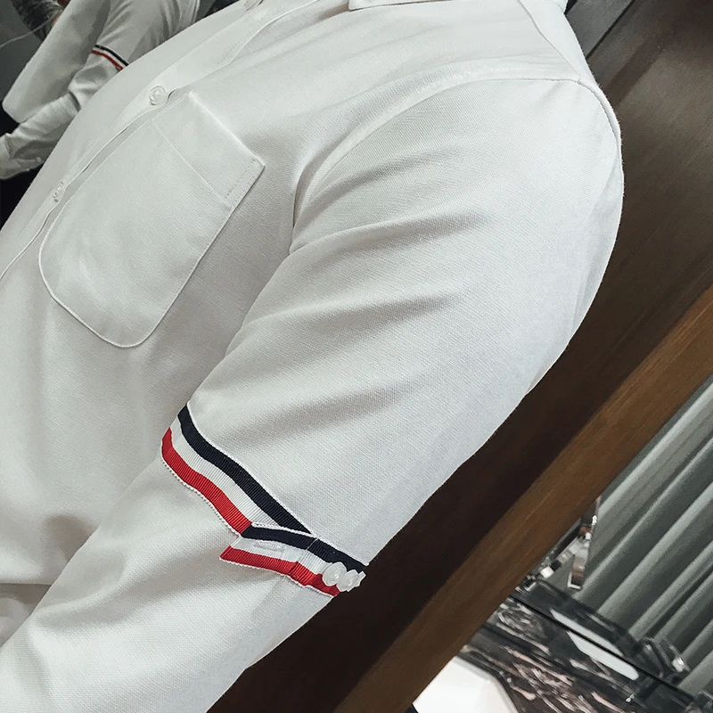 

2020 Spring and Autumn New Long sleeve casual shirt Fashion Trend Brand Contrast color webbing Plain shirt Classic soft slim top