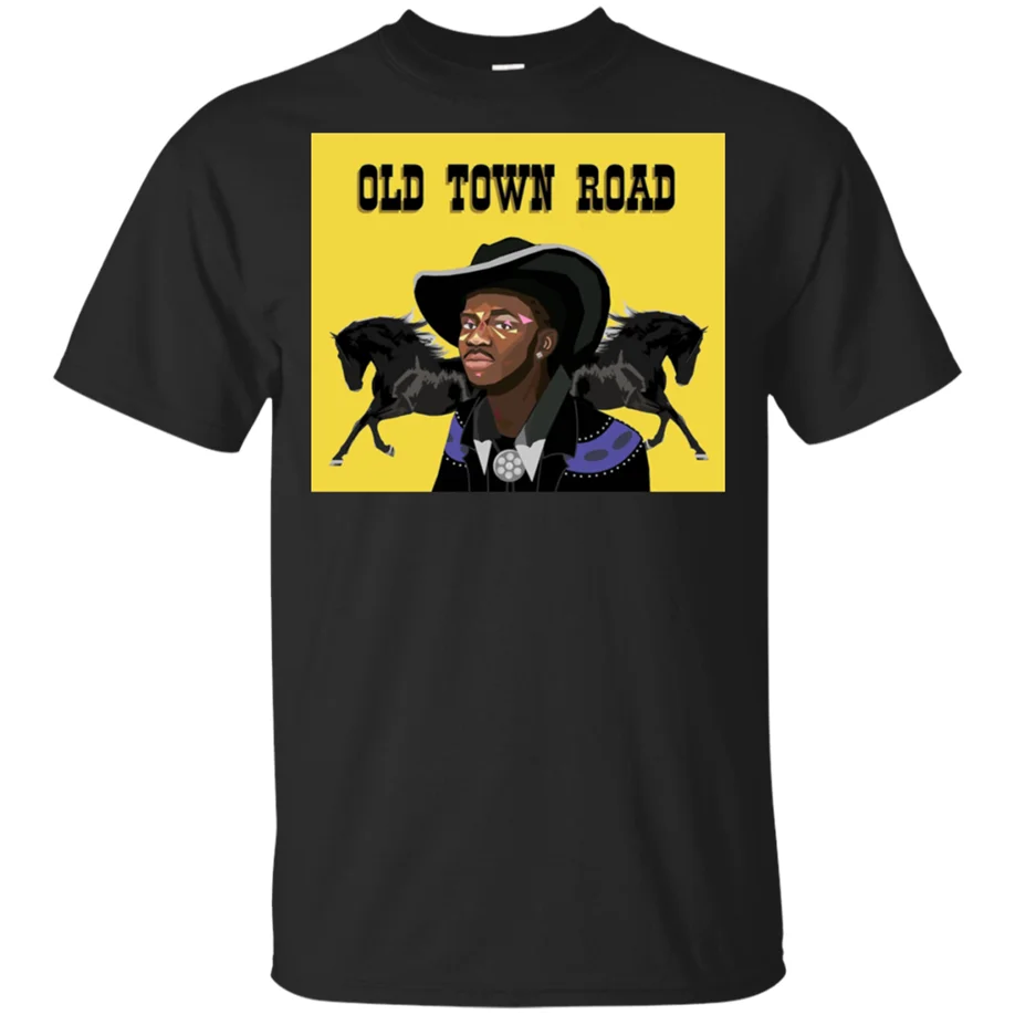 Lil Nas X-Old Town Road футболка черная-темно-синяя короткая мужская и женская модная |
