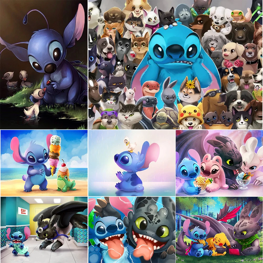

Diamond Painting Disney Cross Stitch 5D DIY Cartoon Character Stitch Elf Rhinestone Inlaid Embroidery Decorative Painting