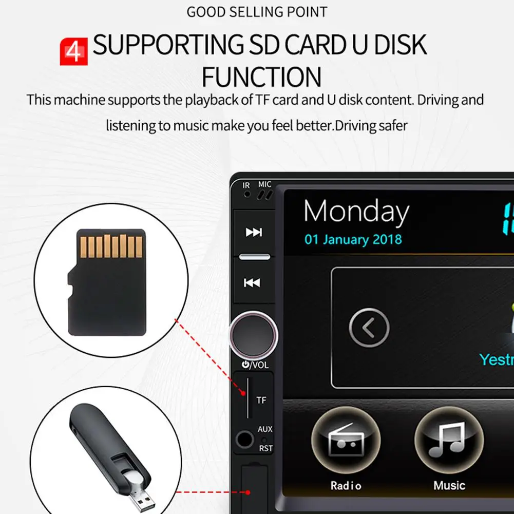 Автомобильный мультимедийный плеер встроенный в автомобиль Bluetooth MP5