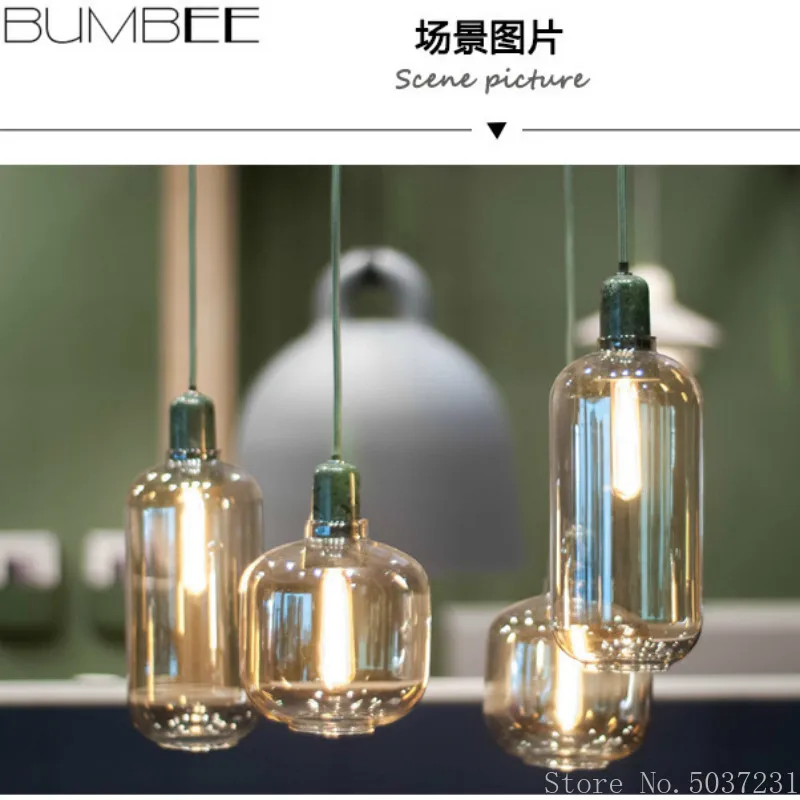 Dinamarca lámparas colgantes Retro lámpara colgante con vitral de colores de sala comedor de mármol colgante luz lámpara Industrial de lujo