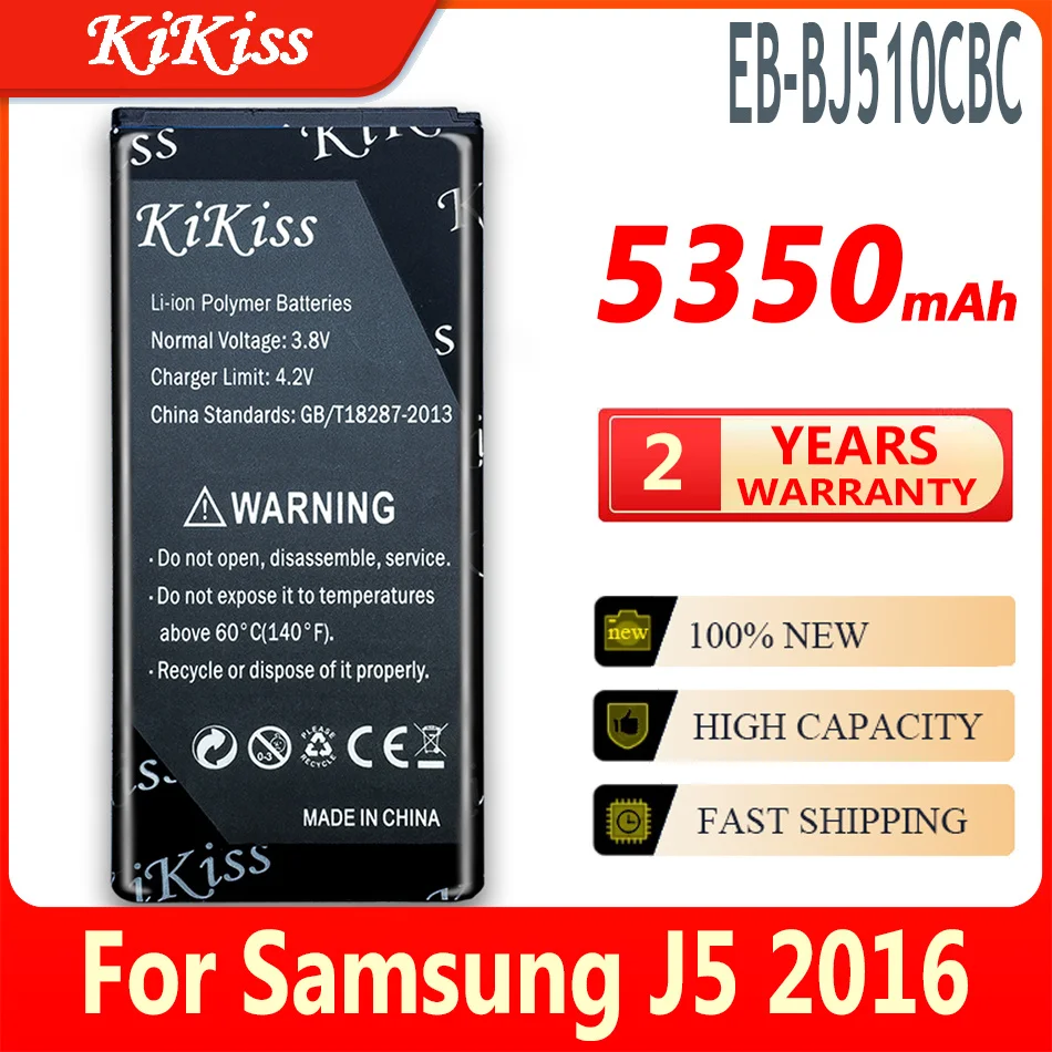 KiKiss EB-BJ510CBC EB-BJ510CBE 5350mAh Батарея для Samsung Galaxy J5 2016 Edition SM J510 J510FN J510F j5108 j5109 on.