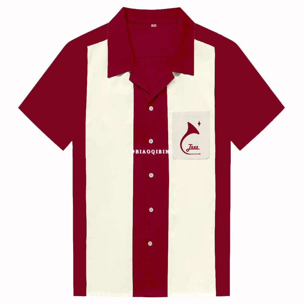 

Men's 2021 New Rock Personalized Printed Pocket Cotton Summer Casual Short Sleeve Shirt