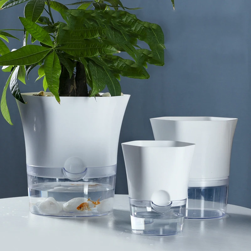 3 шт. автоматический цветочный горшок 2-Ярусный с контейнером для воды прозрачный