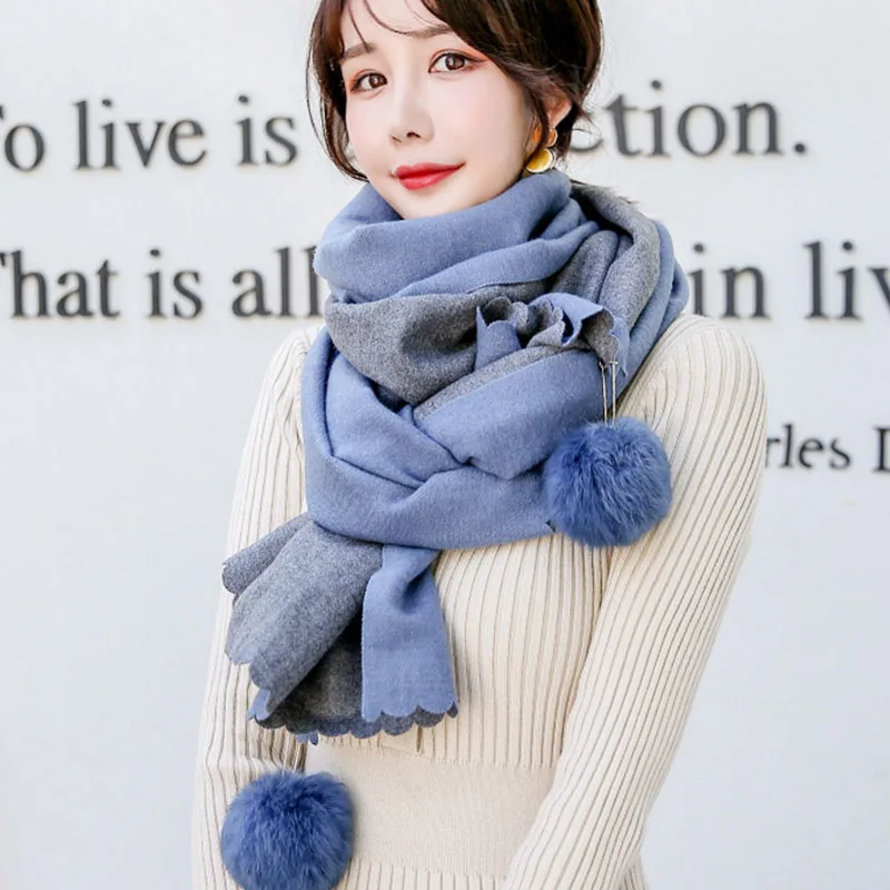 2021 зимний шарф из искусственного кашемира для женщин в Корейском стиле двух