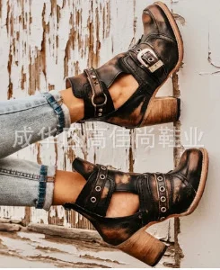 Женские ботильоны; туфли-лодочки на высоком каблуке; женская обувь; chaussures femme; Винтажная обувь с вырезами; w51 - Цвет: black