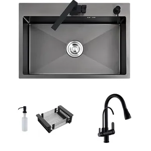 black kitchen sinks above counter vegetable washing single basin kitchen sinks black stainless steel free global shipping