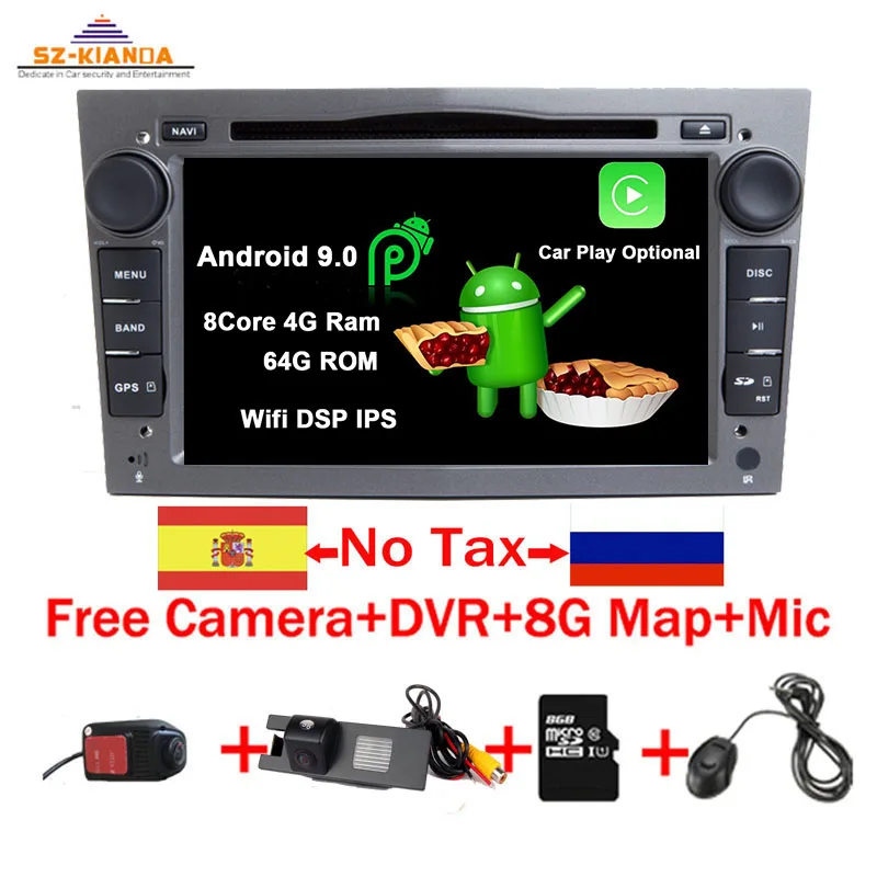 8Core 4G Ram 64G ROM Android 9,0 автомобильный dvd-плеер для Opel Vauxhall Astra H G J Vectra Antara Zafira Corsa Wifi gps Радио стерео автомобильный мультимедийный плеер - Цвет: 8Core 4G Ram 64G ROM