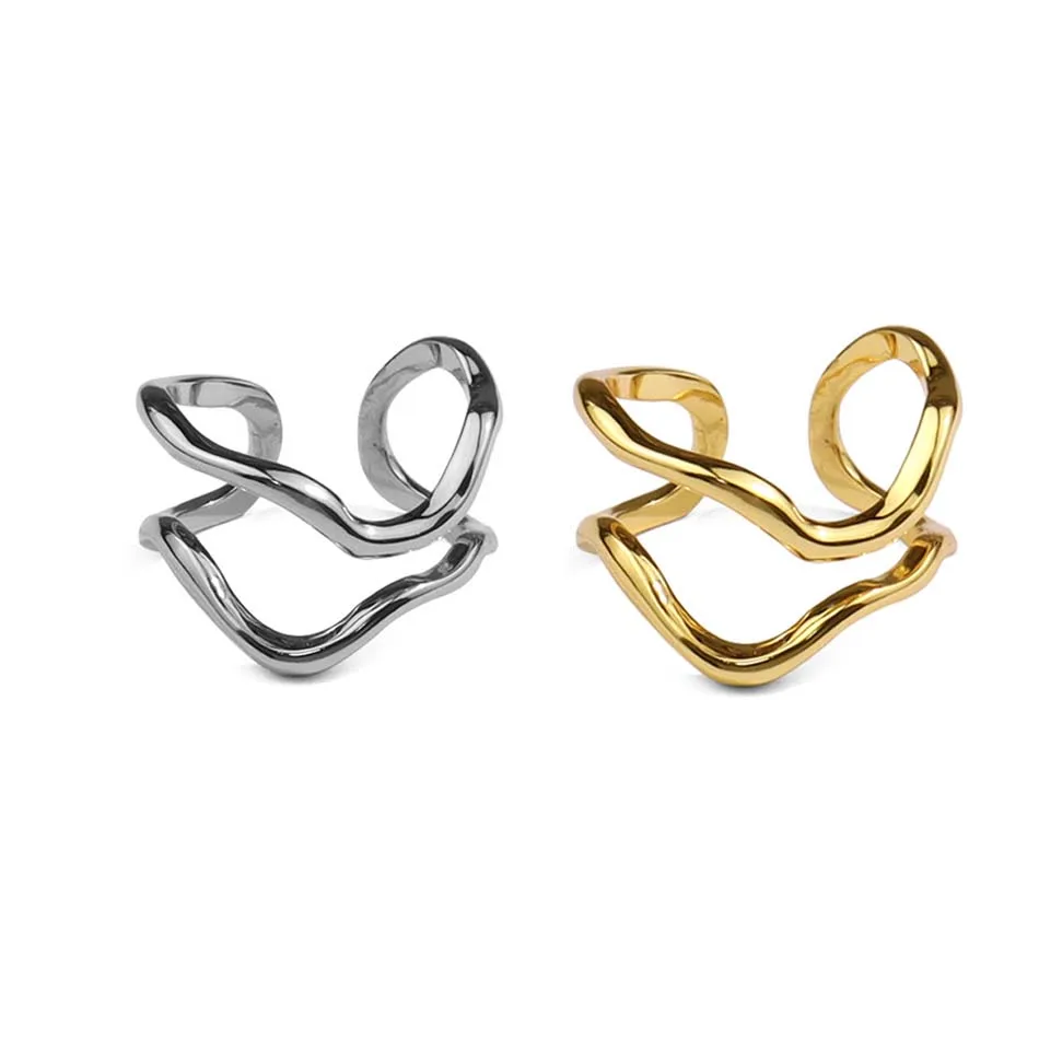 

Simple Wave Finger Adjustable Rings for Women Fashion Gold Silver Color Hiphop Rock Punk Jewelry Gifts