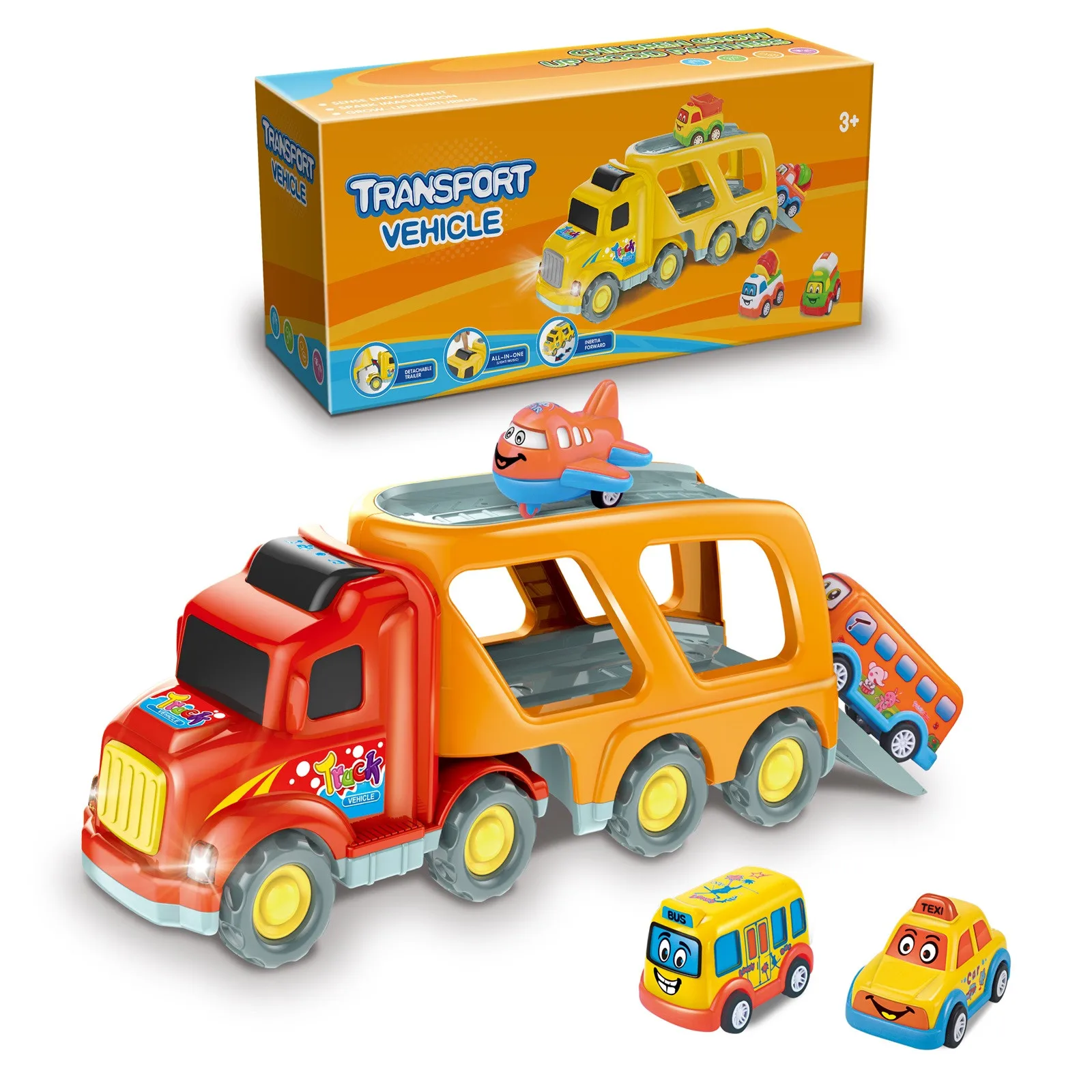 

5 in 1 Friction Power Set Strap Carrier Truck Transport Car Play Vehicles Toys For Party Gift Children Chrismas Event Supplies