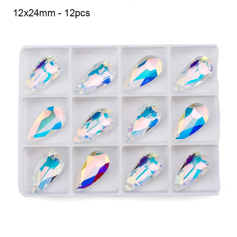 13x24mm - 12pcs QIAO высокое качество несколько форм кристалл AB одежда бусины разноцветные ювелирные изделия стеклянные модные подвески, DIY аксессуары - Цвет: 13x24mm - 12pcs