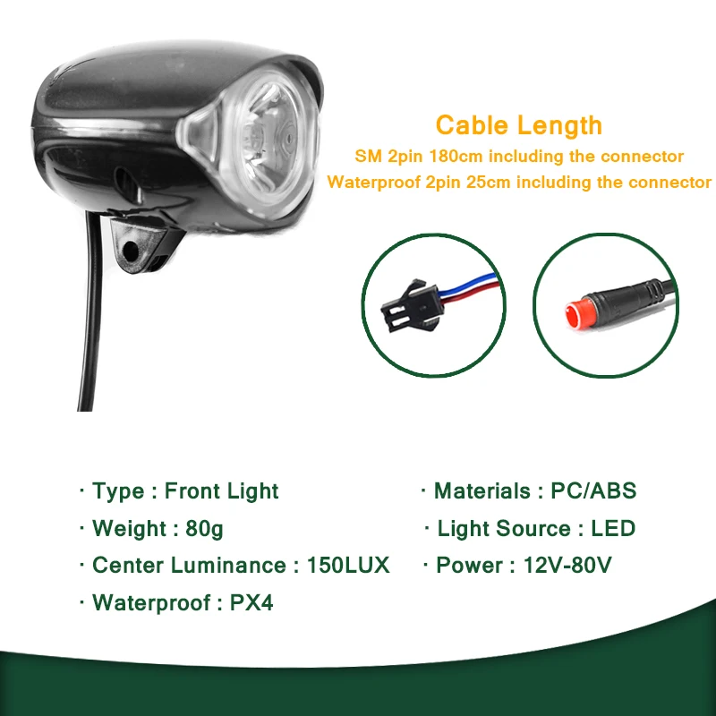 KT Wuxing Star Union Headlight 36V 48V Electrical Bicycle Conversion Kit Waterproof Front Light with Horn Function | Спорт и