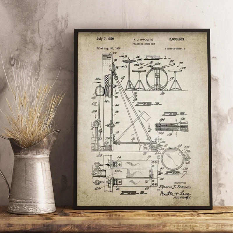 Набор для барабана патентованные винтажные постеры печать барабанная палочка