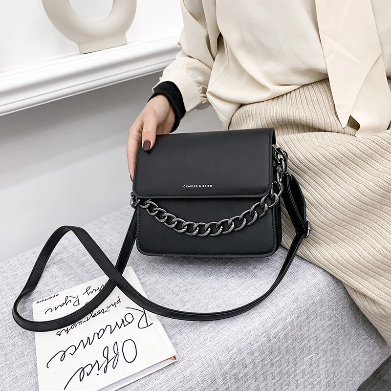 

2021 Fashion Solid Color PU Leather Women's Messenger Bag Brand Designer High Quality Chain Casual One Shoulder Lady Handbags