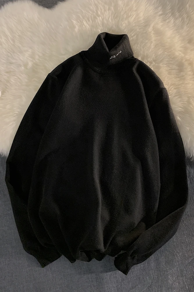 

Solid color small letter embroidery trend Joker thick bottoming sweater men and women winter