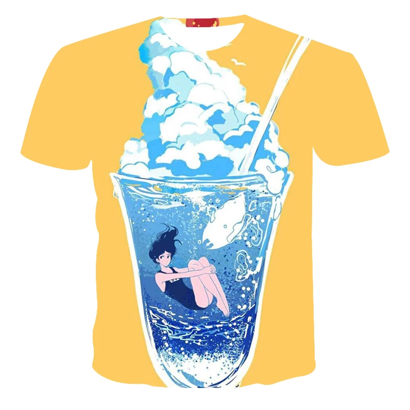 

2021 3D Men's T-Shirt Anime Fresh Imagination Printing Fashion Men's Short-Sleeved Soft Outdoor Casual O-Neck T-Shirt