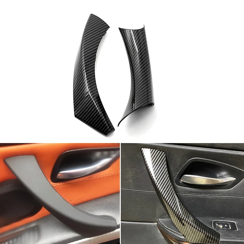 

2pcs Car Styling Carbon Texture Door Armrest Handle Pull Cover Trim For BMW 3 Series E90 E91 316 318 320 325 328i