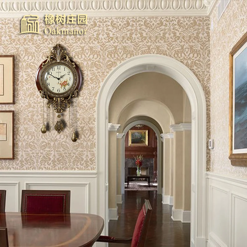 

Creative Large Wall Clock Retro Wood Living Room Classical Chinese American Pendulum Clock Wall Watches Home Decor Reloj Pared