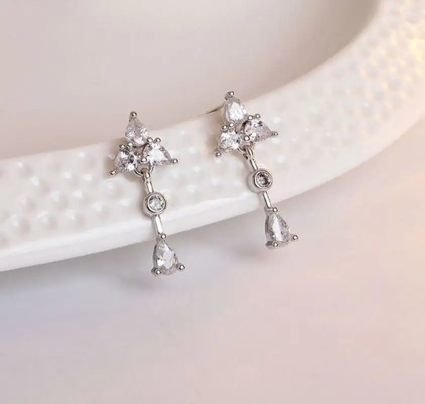 Новые серьги из стерлингового серебра 925 пробы женские с бриллиантами в