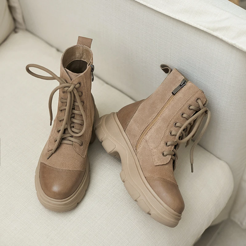 

Genuine Leather Women Snow Boots Winter Platform Shoes Ankle Boots Women Non-slip Keep Warm Women Sneakers