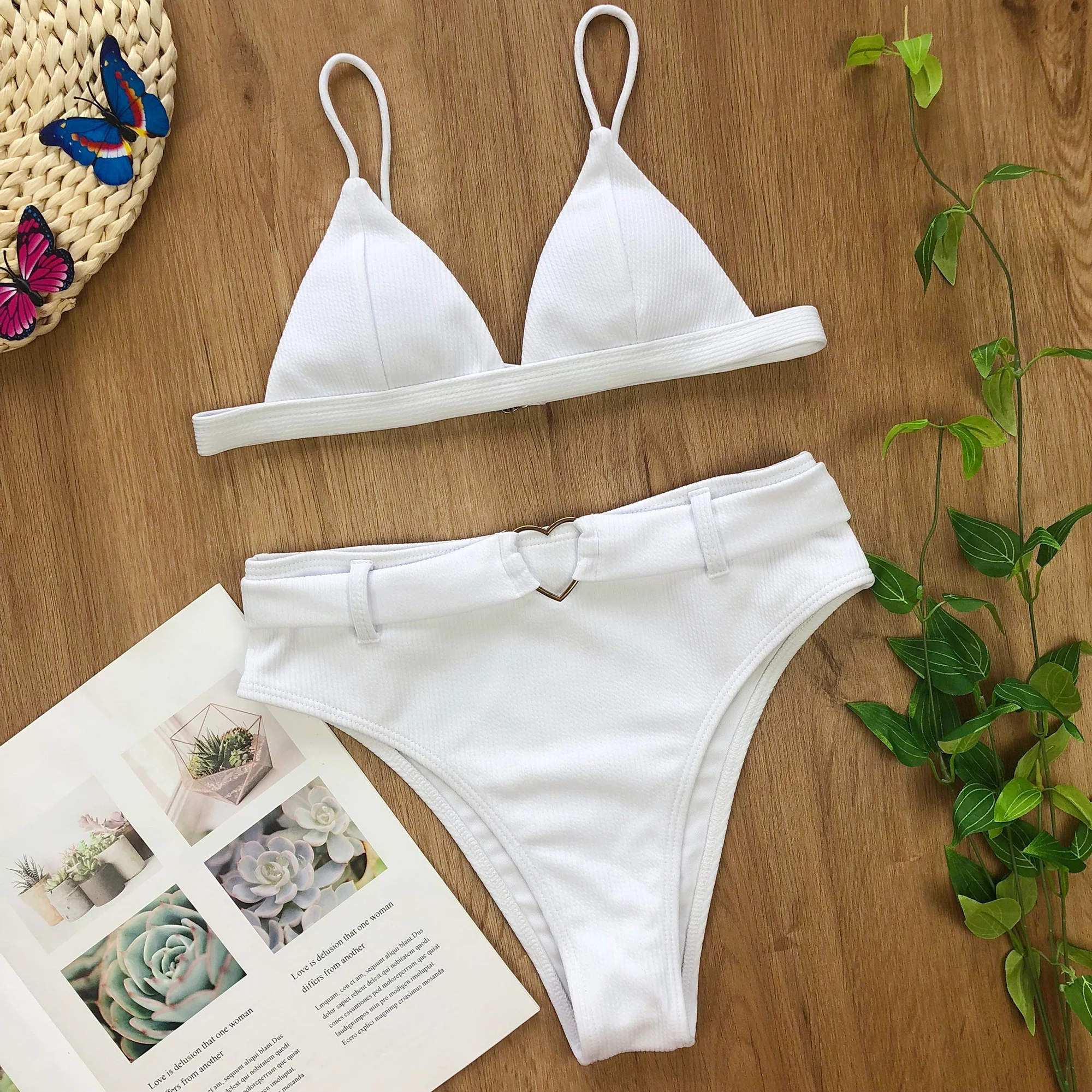 2020 летний купальник с высокой талией женское бикини эффектом пуш ап набор