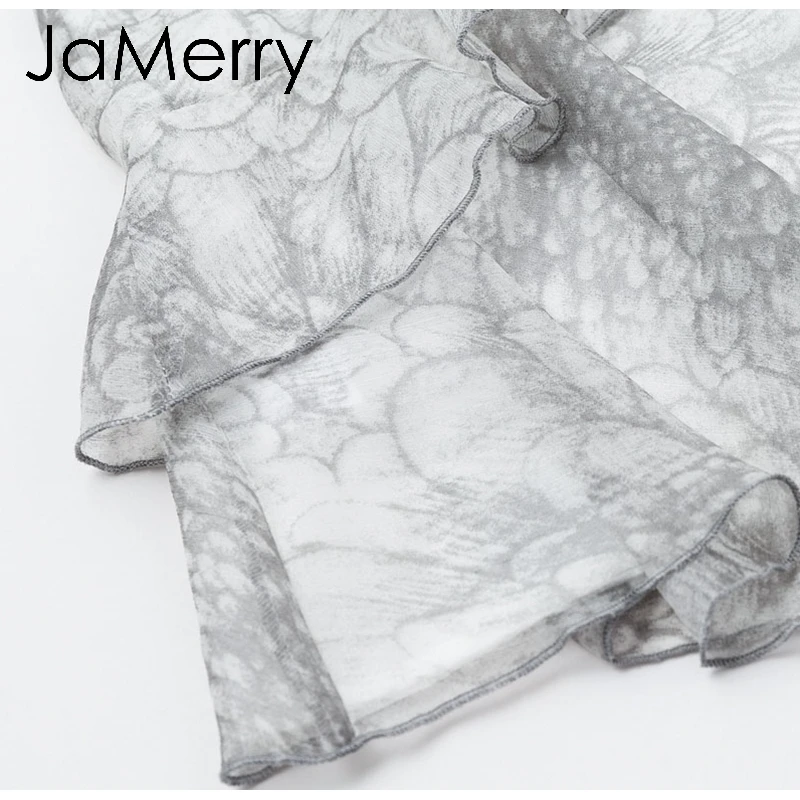 JaMerry, винтажное, сексуальное, гофрированное, мини платье, женское, бохо, милое, Пляжное, летнее, праздничное, с цветочным принтом, короткое, праздничное платье, vestidos