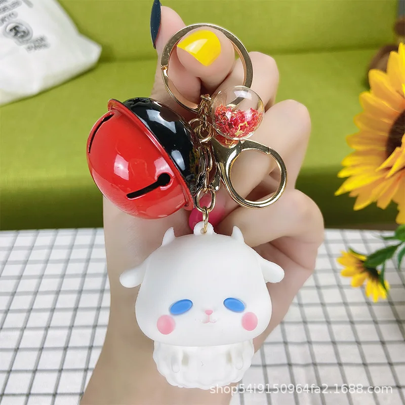 

Creative Kawaii Sheep Keychain Animated Cartoon PVC Doll Couple's Charm Accessories Fine Gift Trinket Bag Key Pendant Keyring