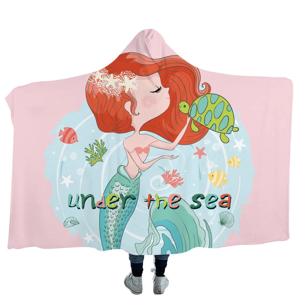 

2021 New Europe and America Deep Sea Mermaid Hooded Blanket Cloak Wearing a Hood Blanket Cloak Thicken Sofa Bed Travel