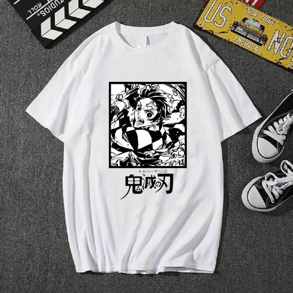 

Hot Anime Demon Slayer White T-shirt Fashion O-neck Casual Man and Woman Cloth