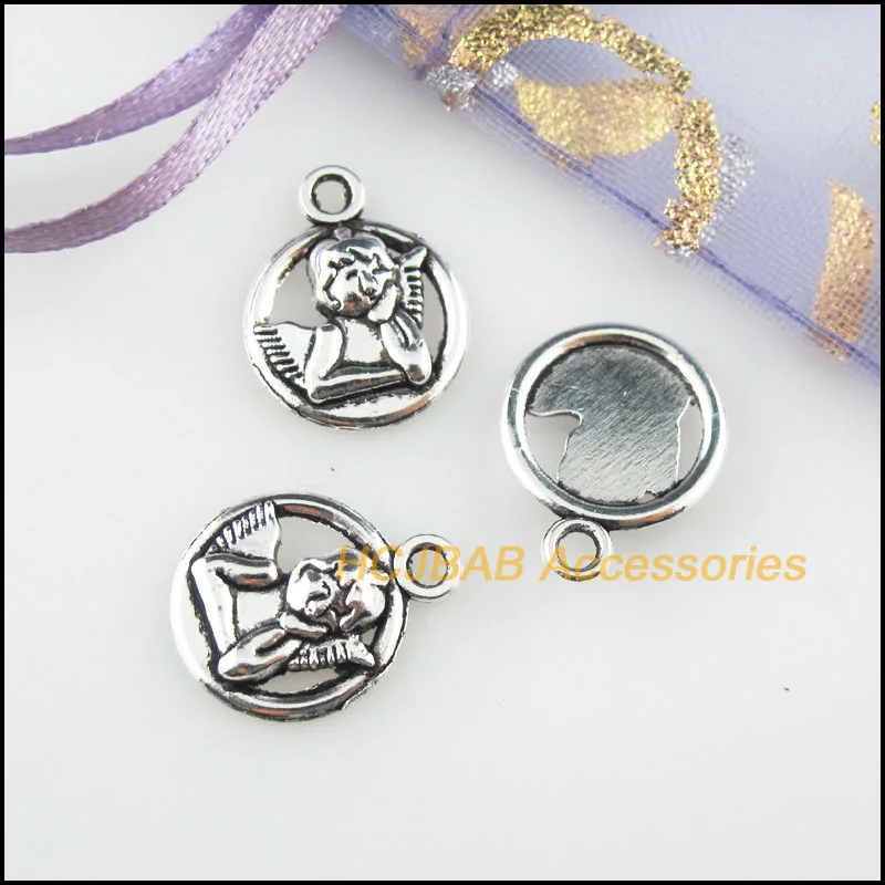 Новинка 30 шт. тибетский серебристый цвет Round Подвески крылья ангела 13x17 мм |