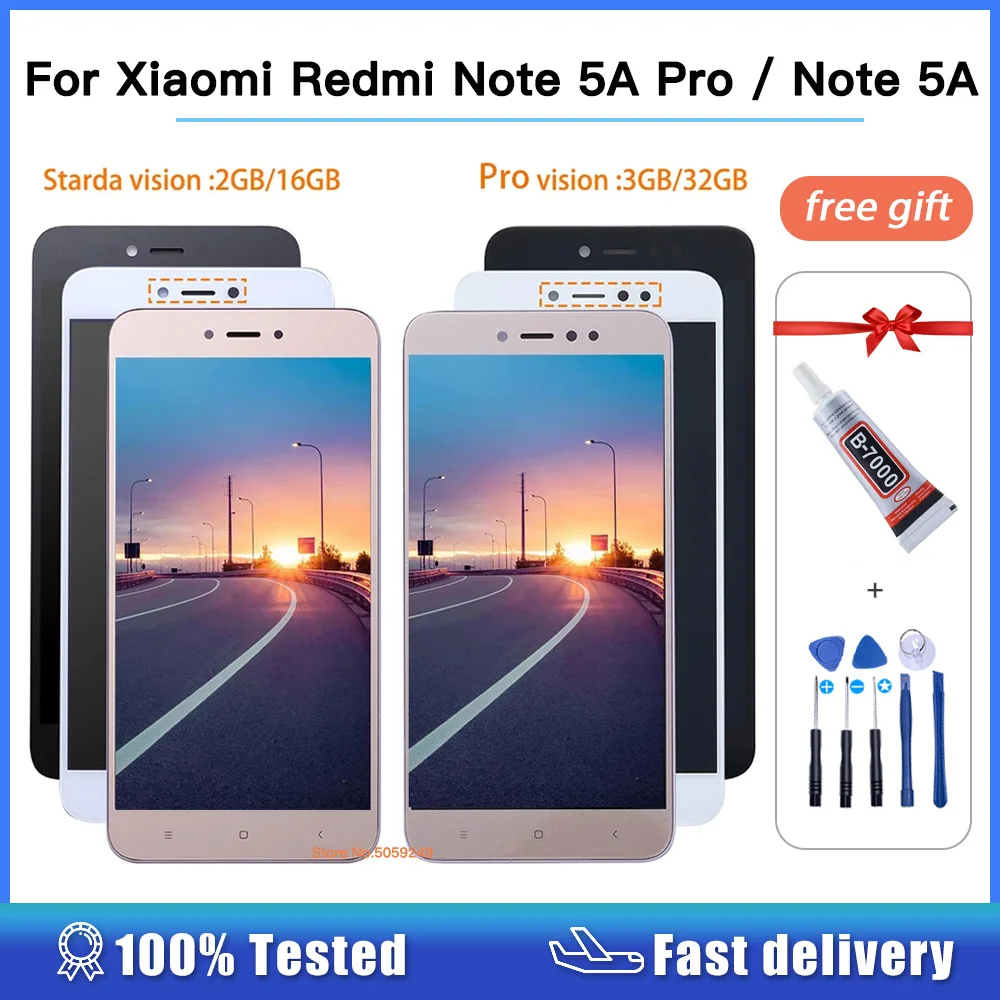 

ЖК-дисплей с дигитайзером и сенсорным экраном с рамкой для Xiaomi Redmi Note 5A Prime Pro / Redmi Y1 / Y1 Lite / Note 5A