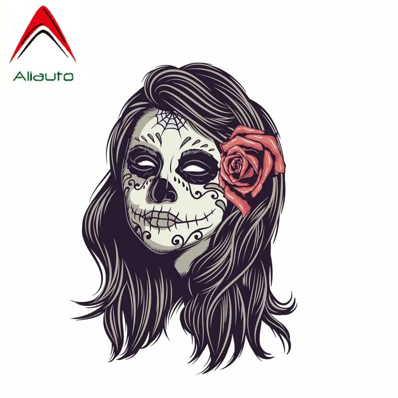 Aliauto модная наклейка на автомобиль ужас Роза Сахар Череп Авто Стайлинг Виниловая