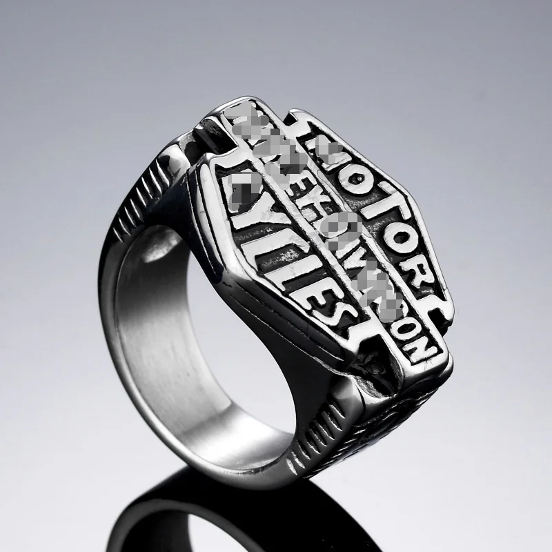 

MIQIAO Stainless Steel Titanium Punk Harley Davi Motor Cycle Rider Vintage Bague Fan Rings for Men Women Couple Gift Jewelry Got