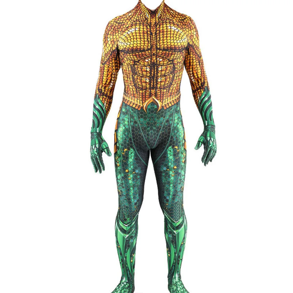 Мужской/женский/Детский костюм аквамана с золотым 3D принтом купальный для