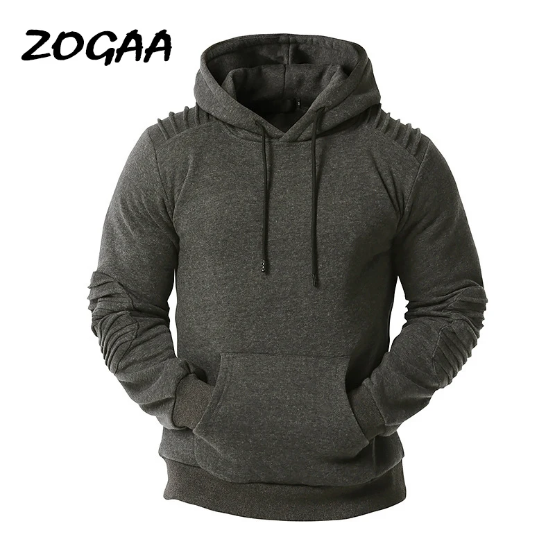 

ZOGAA Hoodies Men New Large Size Hot Sale Solid Pleated Men's Sports Leisure Hooded Clothing Tracksuits Sweatshirts Lounge Wear
